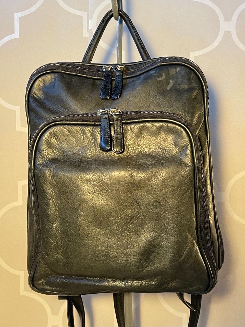 Osgoode Marley Soft Black Leather Organizer Backpack RFID Travel Work Purse
